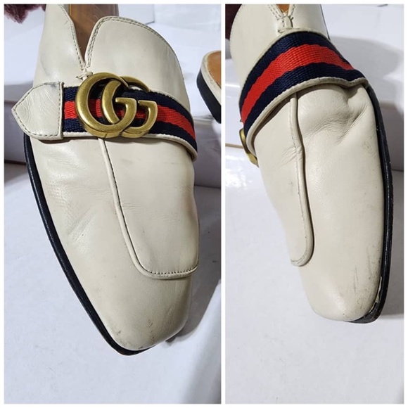 Authentic Gucci Double G Logo Leather Mules Off-White Size 40 - Picture 9 of 12